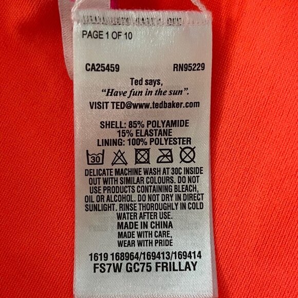 Ted Baker Women Swimsuit Size 4 One Shoulder Ruffle Resort Pool Beach Vacation - Picture 5 of 8